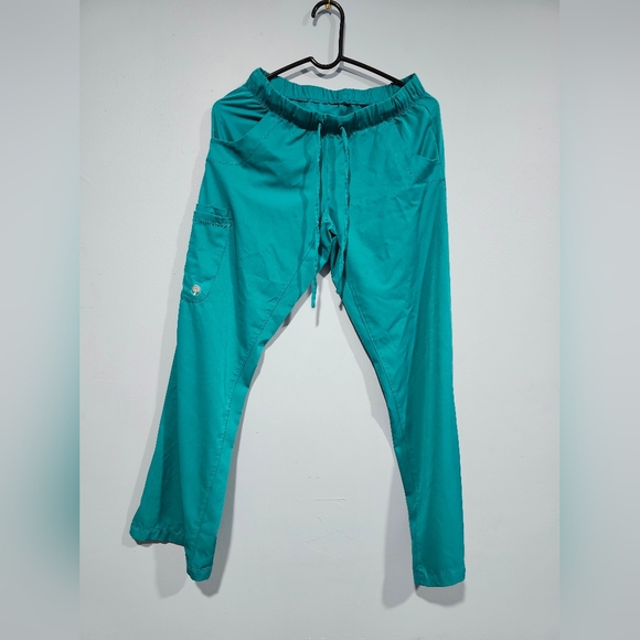 Women's Teal Drawstring Scrub Pants - Picture 1 of 8